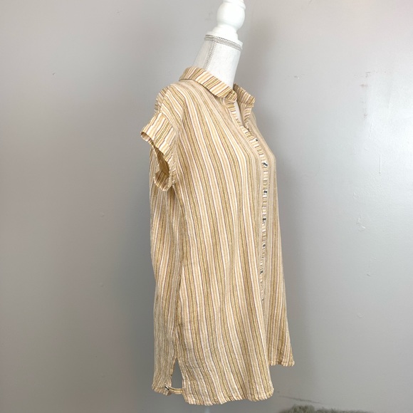 Mo:vint Button Down Striped Long Blouse - Picture 4 of 7